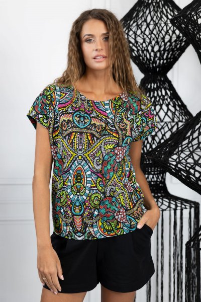 Bluzka trapezowa, dekolt  okrągły "FUN"