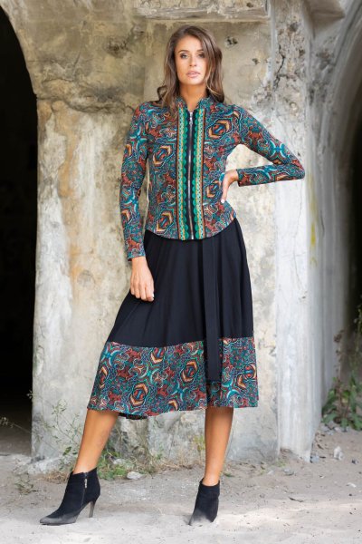 Spódnica midi wiskozowa czarna "INDI"