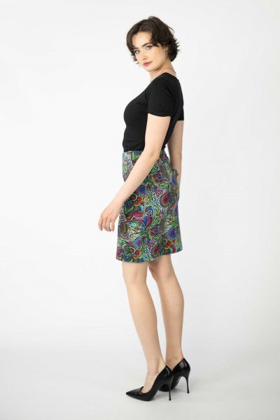 Spódnica mini prosta "FLORAL white"