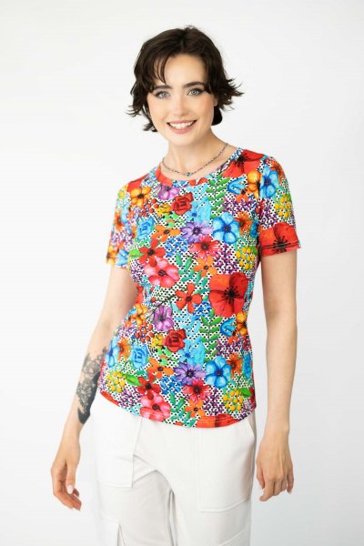 Bluzka klasyczna okrągły dekolt krótki rękaw "POPPY dot"