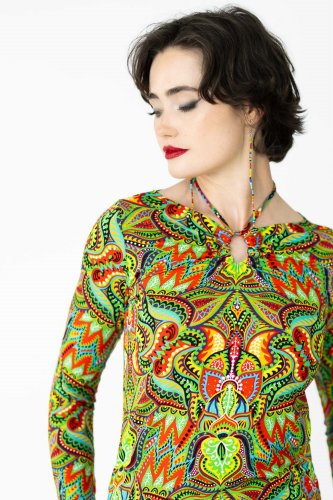 Bluzka wiskozowa z wiązaniem pod szyją "MEXICO"