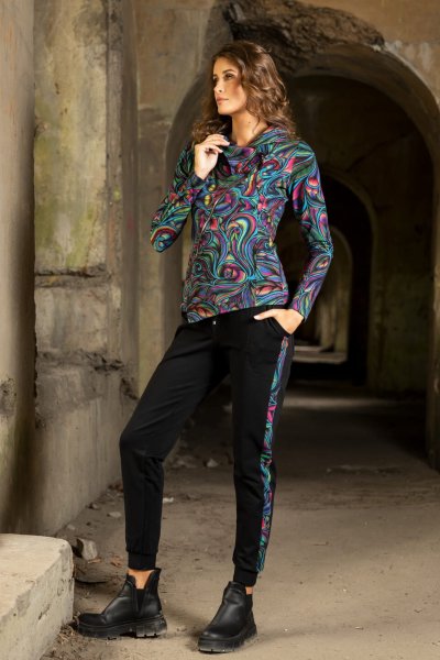 Spodnie  z lampasami czarne "BLOOM"