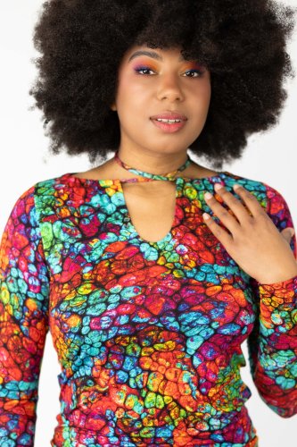 Bluzka wiskozowa z wiązaniem pod szyją "SHINY"