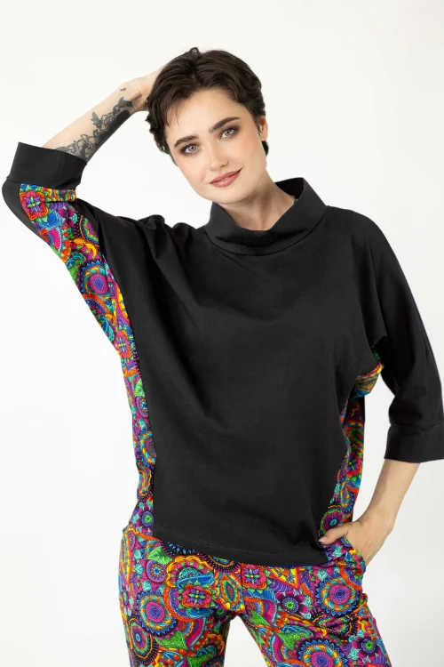 bluzka-kimonowa-ze-stojką-różowa-czarna-BLISS-marka-Vippi-design.jpg