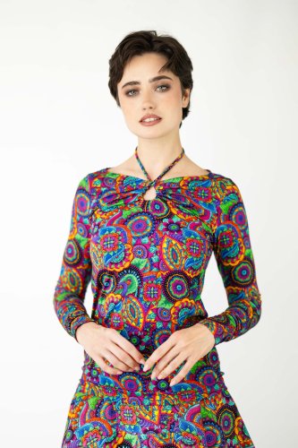 Bluzka wiskozowa z wiązaniem pod szyją "BLISS"