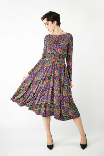 Sukienka wiskozowa midi dekolt łódka z koła "BLISS"