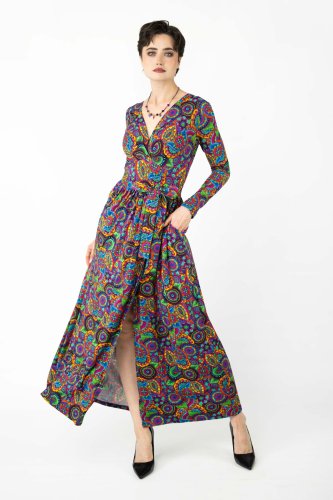 Sukienka długa wiskozowa z rozporkiem "BLISS"