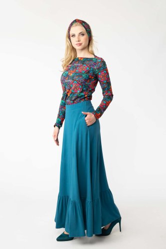 Spódnica wiskozowa długa z falbaną "BASIC"