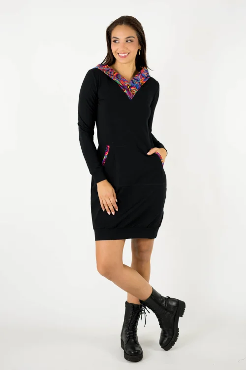 sukienka mini czarna sportowa z kapturem kolekcja MEXICO violet marka VIPPI design (1).jpg