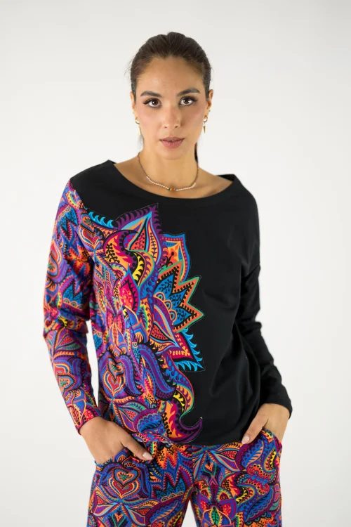 bluzka trapezowa z aplikacją na boku kolekcja MEXICO violet marka VIPPI design (2).jpg
