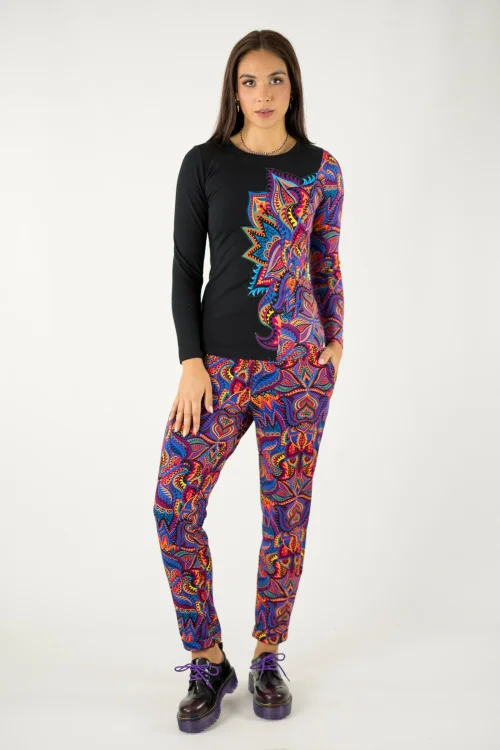 bluzka klasyczna czarna z aplikacją na boku kolekcja MEXICO violet marka VIPPI design (8).jpg