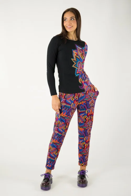 bluzka klasyczna czarna z aplikacją na boku kolekcja MEXICO violet marka VIPPI design (11).jpg