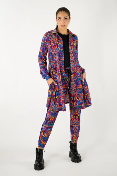 sukienka mini koszulowa rozpięta i spodnie z lamasami  kolekcja MEXICO violet marka VIPPI design (1).jpg
