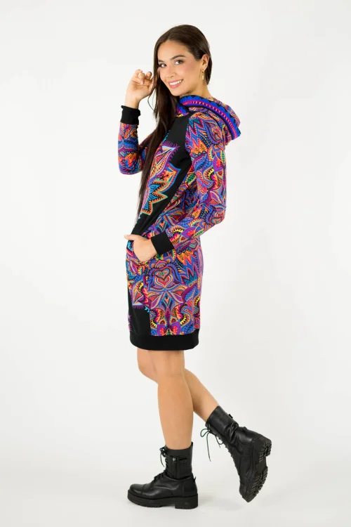 sukienka mini sportowa z kapturem i szydełkową koronką na kapturze kolekcja MEXICO violet marka VIPPI design (2).jpg