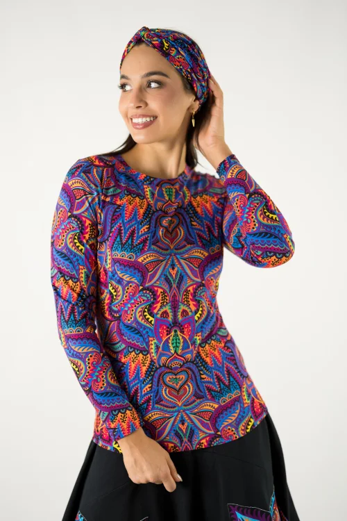 bluzka klasyczna okrągły dekolt i opaska przekładana kolekcja MEXICO violet marka VIPPI design (2).jpg