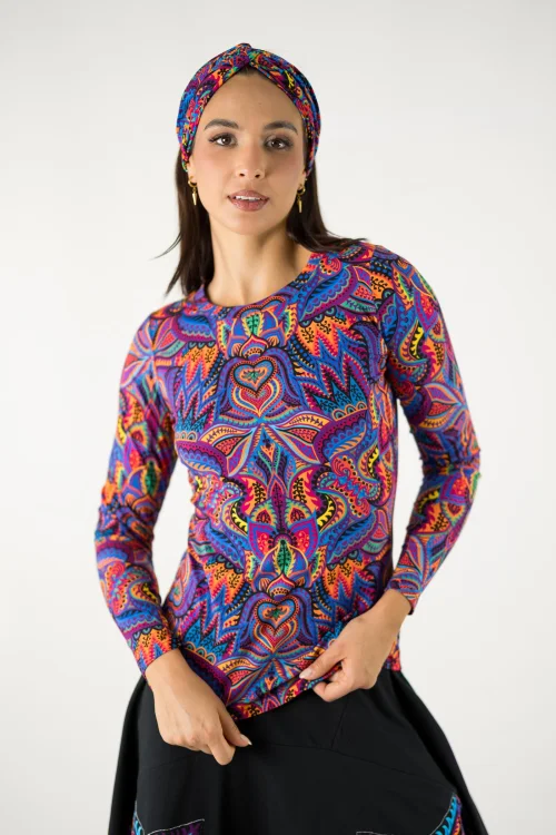 bluzka klasyczna okrągły dekolt i opaska przekładana kolekcja MEXICO violet marka VIPPI design (3).jpg