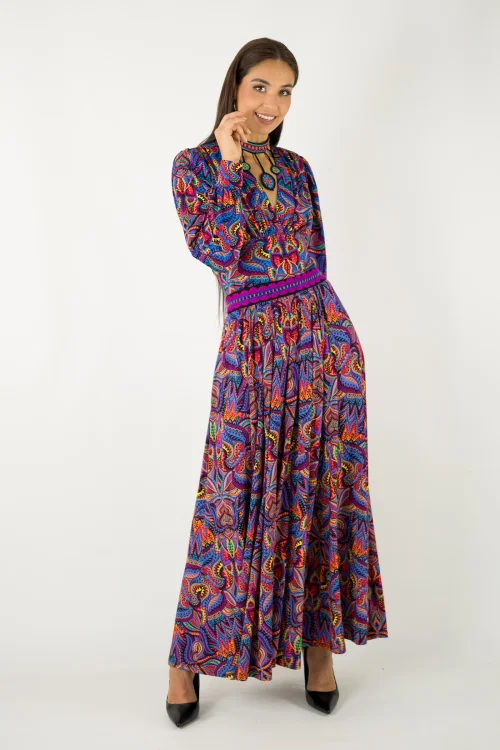 bluzka wiskozowa z marszczeniem pod biustem i spodnica długa rozkloszowana kolekcja MEXICO violet marka VIPPI design (2).jpg