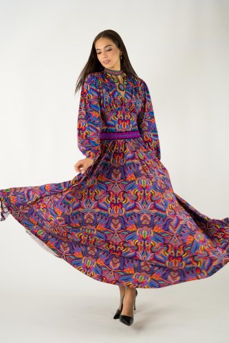 bluzka wiskozowa z marszczeniem pod biustem i spodnica długa rozkloszowana kolekcja MEXICO violet marka VIPPI design (8).jpg