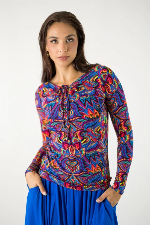 bluzka wiskozowa z wiązaniem pod szyją kolekcja MEXICO violet marka VIPPI design (3).jpg