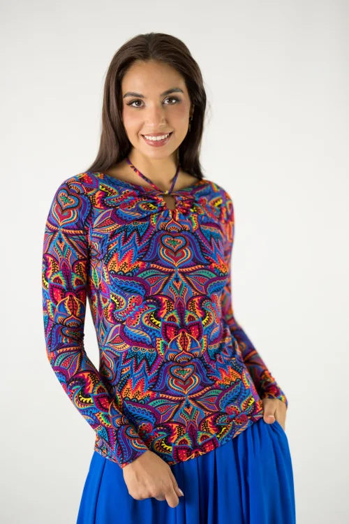 bluzka wiskozowa z wiązaniem pod szyją kolekcja MEXICO violet marka VIPPI design (6).jpg