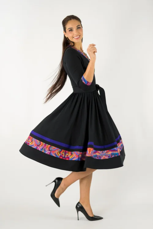 sukienka czarna z kopertowym dekoltem kolekcja MEXICO violet marka VIPPI design (7).jpg