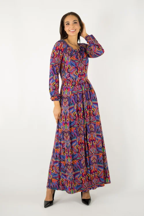 sukienka wiskozowa długa z zakładkami kolekcja MEXICO violet marka VIPPI design (3).jpg