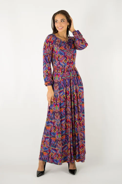 sukienka wiskozowa długa z zakładkami kolekcja MEXICO violet marka VIPPI design (4).jpg