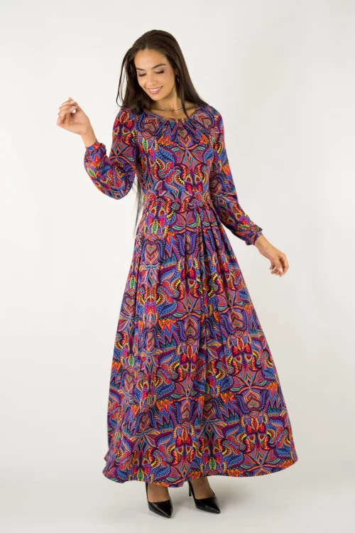 sukienka wiskozowa długa z zakładkami kolekcja MEXICO violet marka VIPPI design (9).jpg