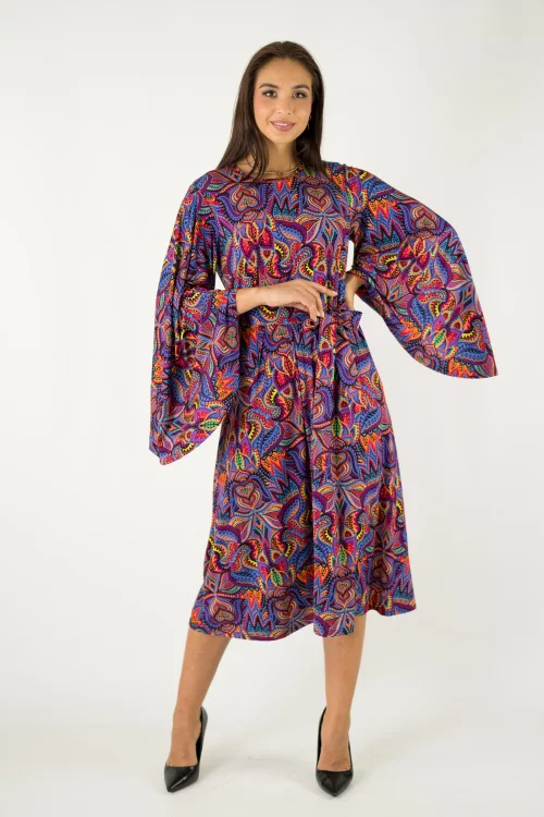 sukienka midi luźna z paskiem z szerokimi rękawami kolekcja MEXICO violet marka VIPPI design (3).jpg