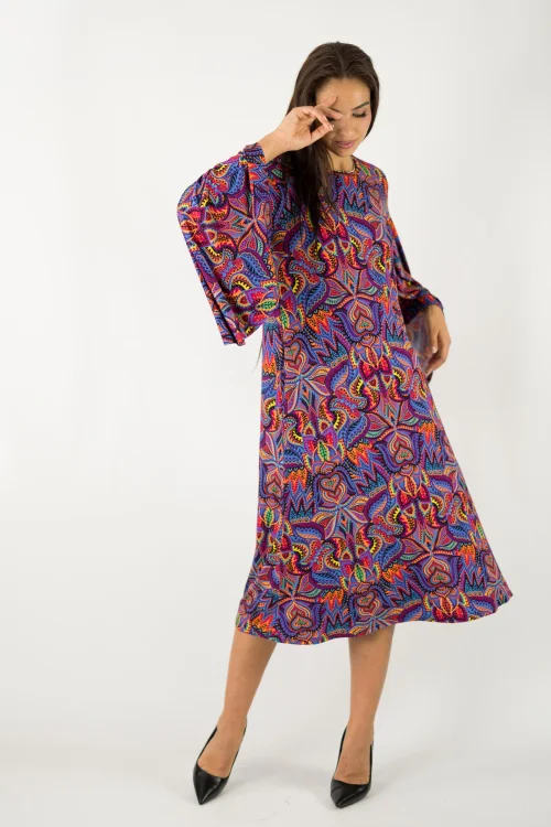 sukienka midi luźna z paskiem z szerokimi rękawami kolekcja MEXICO violet marka VIPPI design (1).jpg