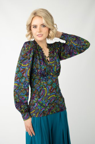 Bluzka wiskozowa z marszczeniami pod biustem i bufkami "MIST"