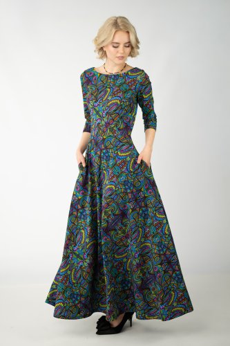 Sukienka długa dekolt łódka "MIST"