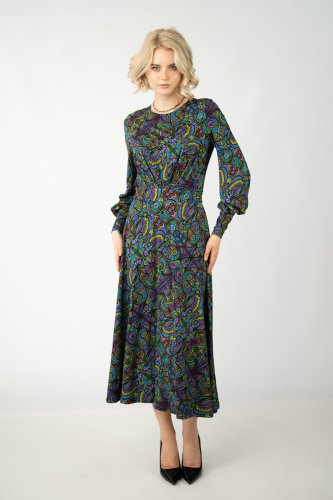 Sukienka wiskozowa midi z bufkami "MIST"