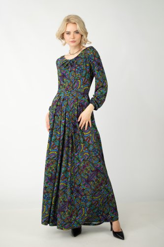 Sukienka wiskozowa maxi z zakładkami "MIST"