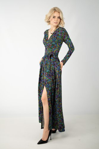 Sukienka wiskozowa maxi z rozporkiem "MIST"