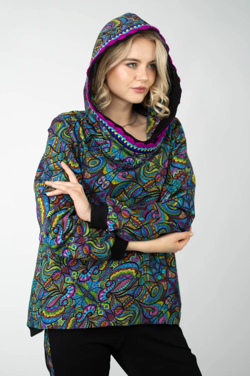 bluza luźna z kapturemi szydełkową koronką kieszenie  kolekcja MIST marka VIPPI design (2)+.jpg