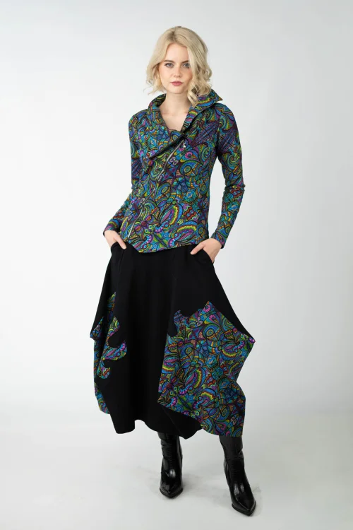 bluza asymetryczna i spodnica czarna origami z aplikacjami kieszenie kolekcja MIST marka VIPPI design (1).jpg
