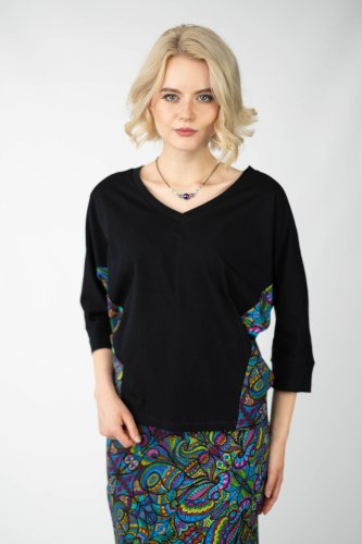 Bluzka kimonowa czarna  dekolt V "MIST"