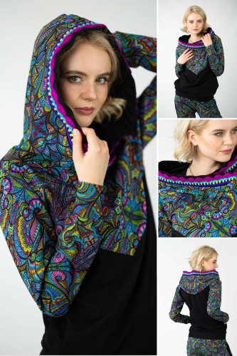 Bluza czarna z szydełkową koronką "MIST"