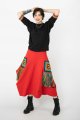 Spódnica czerwona,  origami z szydełkowymi kieszeniami i frędzlami "KGart"    
