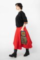Spódnica czerwona,  origami z szydełkowymi kieszeniami i frędzlami "KGart"    