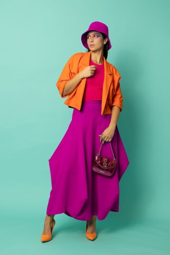 Spódnica cyklamenowa maxi origami "CRAZY BASIC"