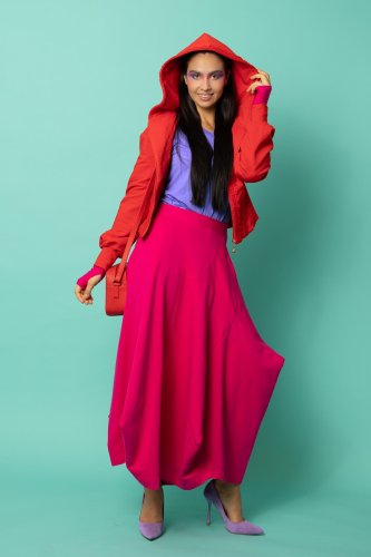 Spódnica różowa maxi origami "CRAZY BASIC"