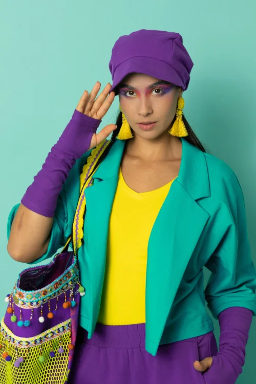 bluzka klasyczna krótki rękaw serek żołta mitenki długie jasny fiolet i żakiet luźny turkusczapka z daszkiem fiolet jasny kolekcja CRAZY BASIC torba handmade boho marka VIPPI DESIGN 22 (2).jpg