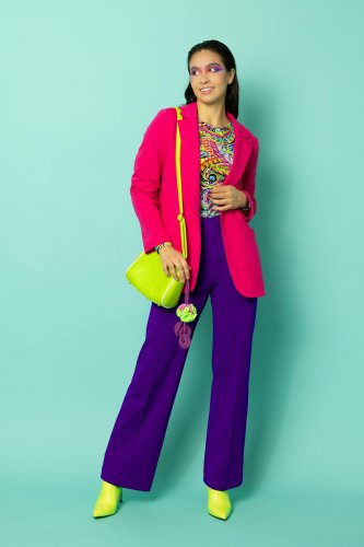 Spodnie fioletowe szerokie w kant "CRAZY BASIC"