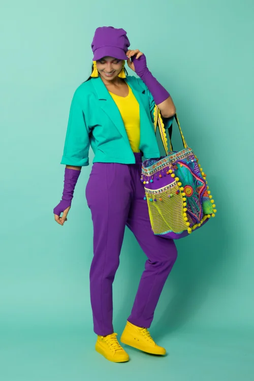 bluzka klasyczna krótki rękaw serek żołta mitenki długie jasny fiolet i żakiet luźny turkusczapka z daszkiem fiolet jasny kolekcja CRAZY BASIC torba handmade boho marka VIPPI DESIGN (8).jpg