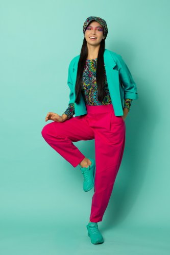 Spodnie różowe kroju balloon z cięciami "CRAZY BASIC"