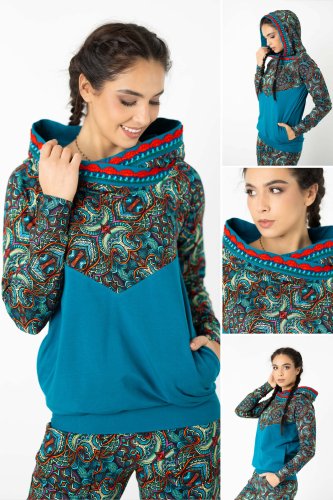 Bluza petrolowa z szydełkową koronką "INDI" blue