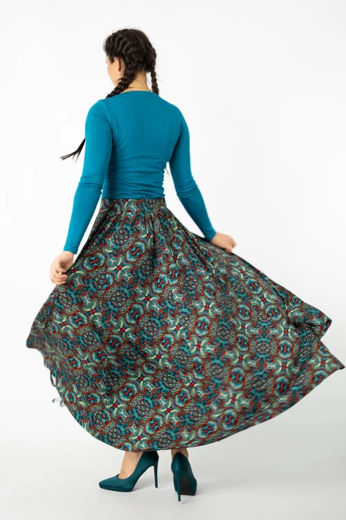 bluzka klasyczna petrolowa BASIC spódnica długa wiskozowa rozkloszowana kolekcja INDI blue marka VIPPI DESIGN  (4).jpg
