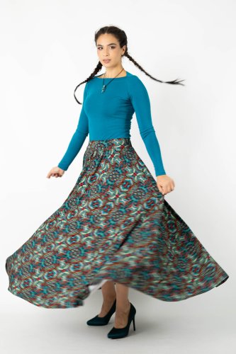 bluzka klasyczna petrolowa BASIC spódnica długa wiskozowa rozkloszowana kolekcja INDI blue marka VIPPI DESIGN  (5).jpg